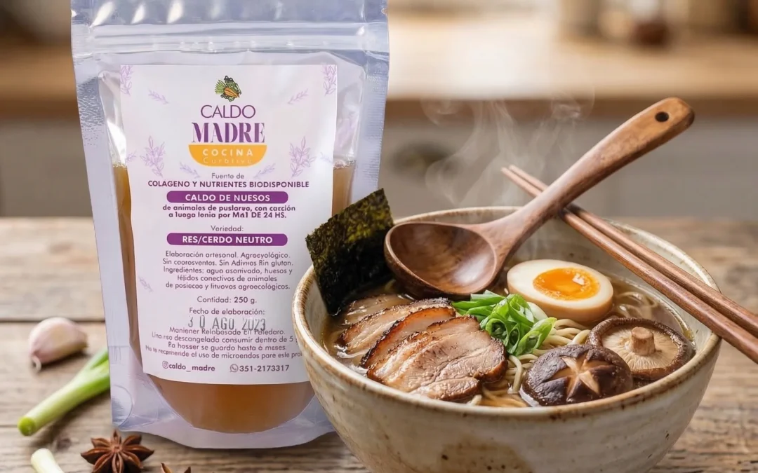 Ramen casero preparado con caldo de huesos natural Caldo Madre